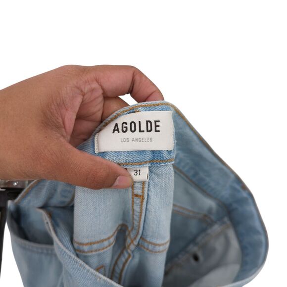 AGOLDE Women 31 Parker Jeans Pivot Blue Mid Rise Straight Leg Relaxed Cropped - Picture 4 of 8